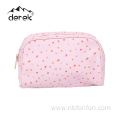 Cross print PU Twill makeup bag/Metal zipper makeup bag/Small pink polka dots waterproof printed makeup bag